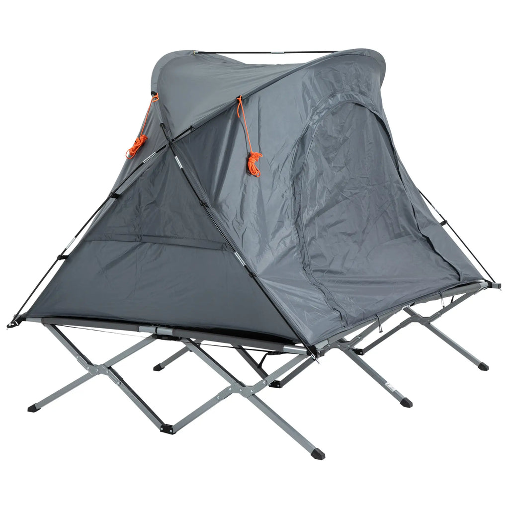 Outsunny kampeerbed met tent & luchtmatras voor 2 personen, 200×146×159 cm, Grijs