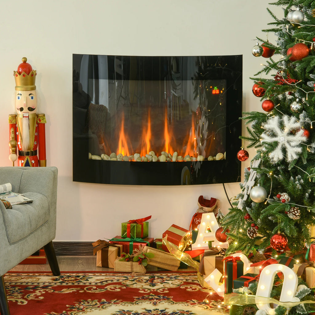 HOMCOM Elektrische haard LED-vlameffect 7 kleuren Oververhittingsbeveiliging RVS