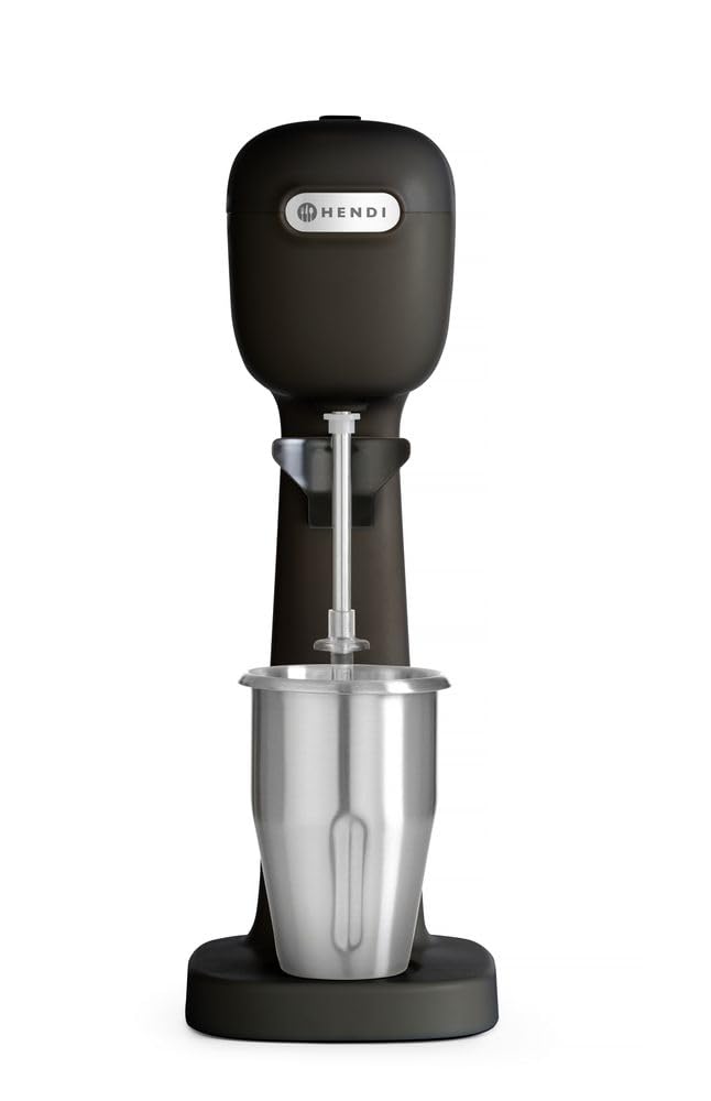 HENDI Melkshake Maker, Incl. 2 mengbekers (roestvrij staal en polycarbonaat) en 4 verwisselbare roerwerken, Drinkmixer, Frappés, Drankmixer, 230V/400W, 170x196x(H)490mm, Karamel