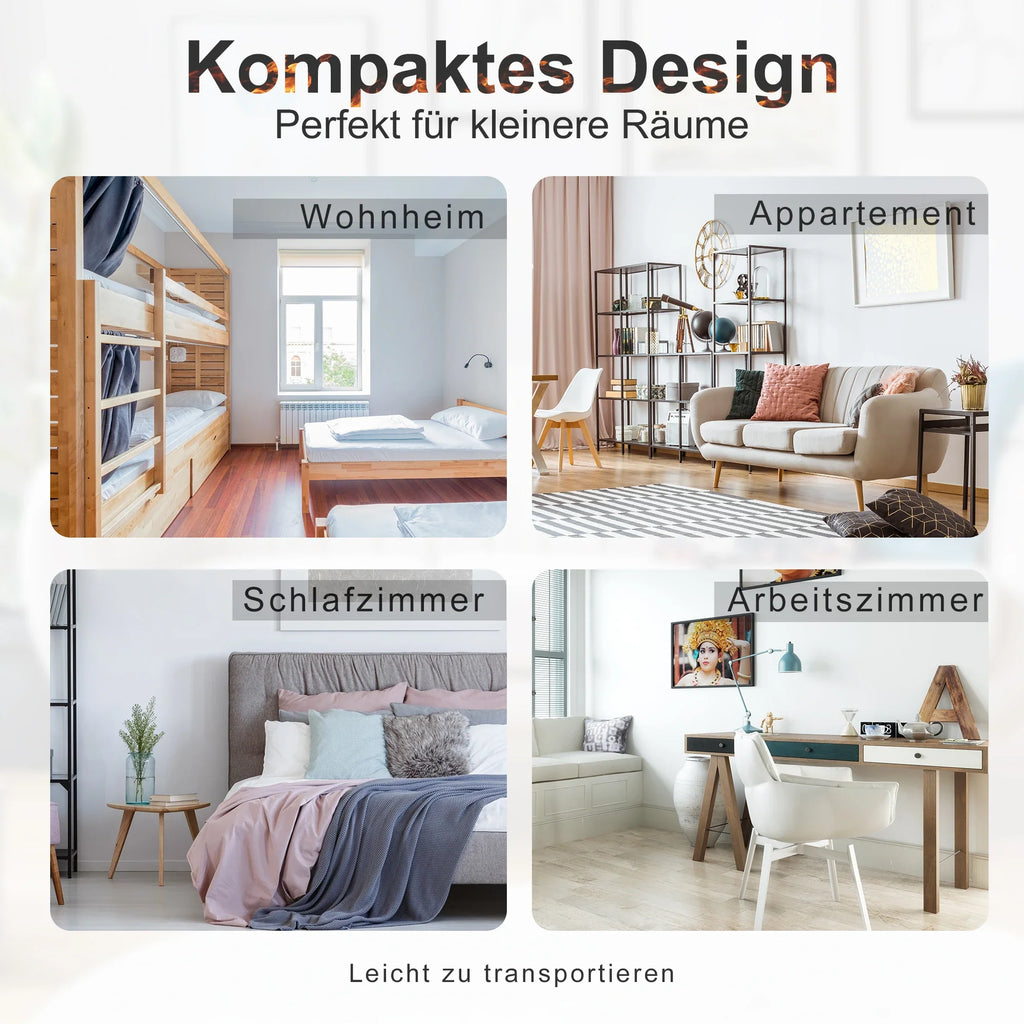 HOMCOM Elektrische sfeerhaard met vlameffect & 2 warmtestanden
