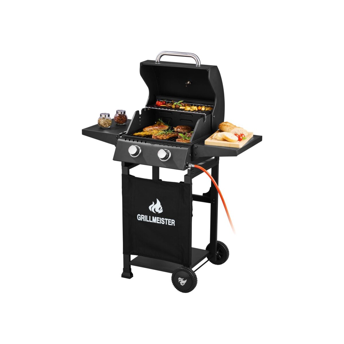 GRILLMEISTER Gasbarbecue 2-pits "Memphis", met warmhoudrooster - B-keus als nieuw