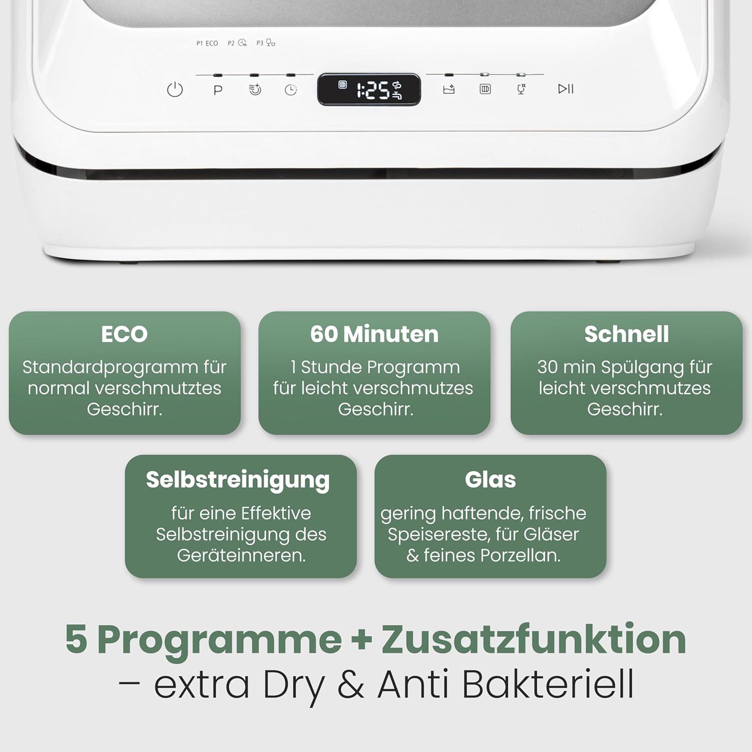 Bomann® tafelvaatwasser met 5L watertank | te gebruiken zonder wateraansluiting | mini vaatwasser | 5 programma's | mini vaatwasser 1-24 uur startuitstel | kleine vaatwasser tafelvaatwasser TSG 5701