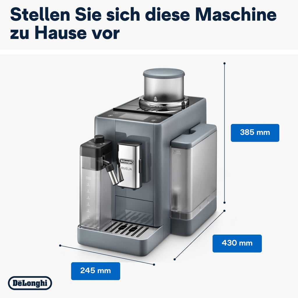 De'Longhi Rivelia EXAM440.55.W volautomatische espressomachine met LatteCrema-melksysteem, verwisselbaar bonenreservoir, 16 koffie- en melkdranken met één druk op de knop, Extra-Shot-functie, 3,5 inch touchscreen, wit
