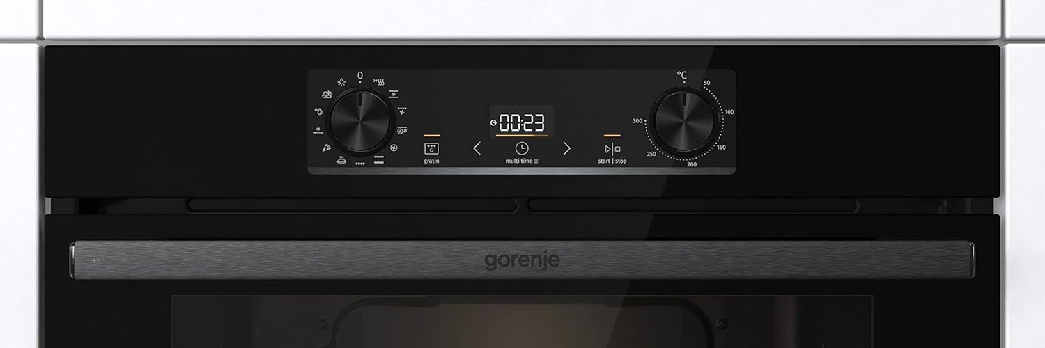 Gorenje 738971 Inbouw Ovenset OptiBake Black Steam Pyro Set / 77L / Hetelucht/Pyrolyse/ExtraSteam/GentleClose/AirFry/Pizzamode 300°C/PerfectGrill/Inductiekookplaat met BridgeZone/zwart