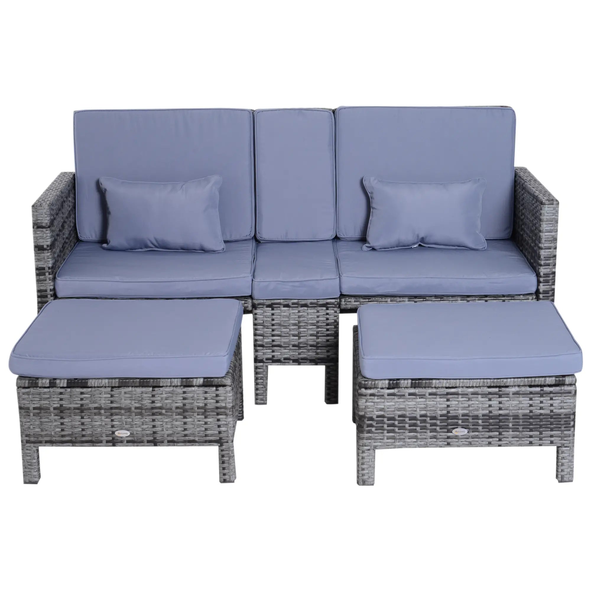 Outsunny Polyrattan Tuinbank Set 3-delig 2-in-1 Rugleuning Buiten