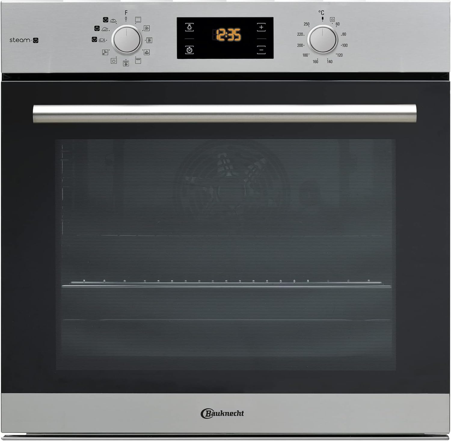 Bauknecht BAKO 566 IND Oven-Kookplaat combinatie/Inductiekookplaat (60 cm)/Hete lucht/Gentle Steam/Maxi Cooking/My Menue/Kookzones met Booster-functie/Ovenuittrek op 2 niveaus, RVS