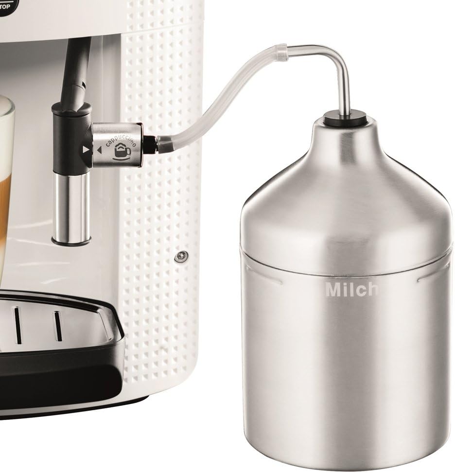Krups Essential volautomatische espressomachine met melkslang, 2-kopsfunctie, LCD-display, eenvoudige reiniging, koffiezetapparaat, TÜV-keurmerk, zwart, EA816031