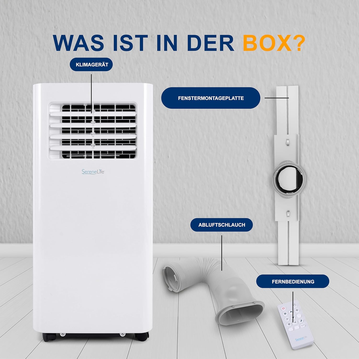 SereneLife 3-in-1 Mobiele Airconditioner met Afvoerslang – Klimaatregelaar als Luchtkoeler, Ventilator & Luchtontvochtiger – Mini Airco voor Ruimtes tot 28 m2 – Luchtkoeler voor Thuis & Kantoor 10.000 BTU