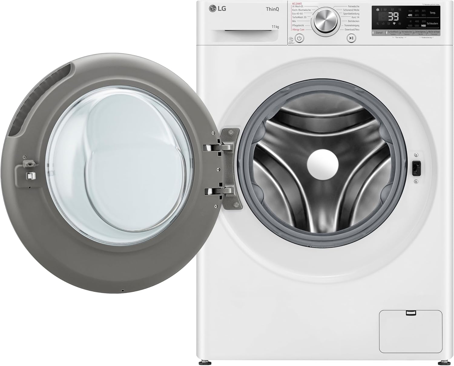 LG F4WV7080, Klasse A, Voorlader Wasmachine 8 kg, 1400 tpm, AI Direct Drive, Wi-Fi, Dieptereiniging met Stoom, Grote Capaciteit, TRIPLE A, Veiligheidsglas Buitendeur, 62 x 60 x 85 cm ꟷ Wit