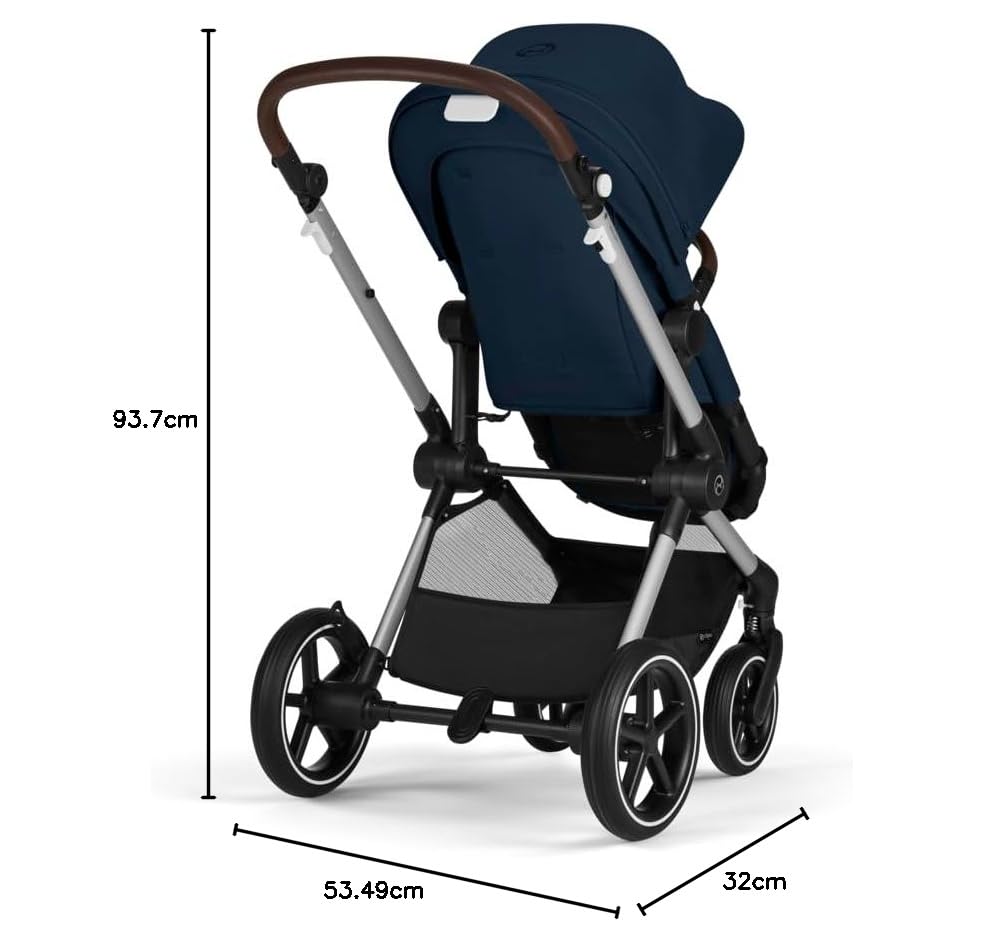 CYBEX Gold Kinderwagen EOS Lux 2-in-1 met Aton B2 i-Size autostoel en autostoeladapters, reissysteem, vanaf de geboorte tot 22 kg (ca. 4 jaar), Moon Black (Zwart)