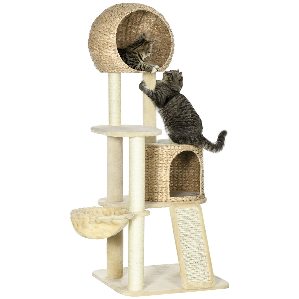 PawHut Kratzbaum Katzenhaus mit Hängematte und Aussichtsplattform