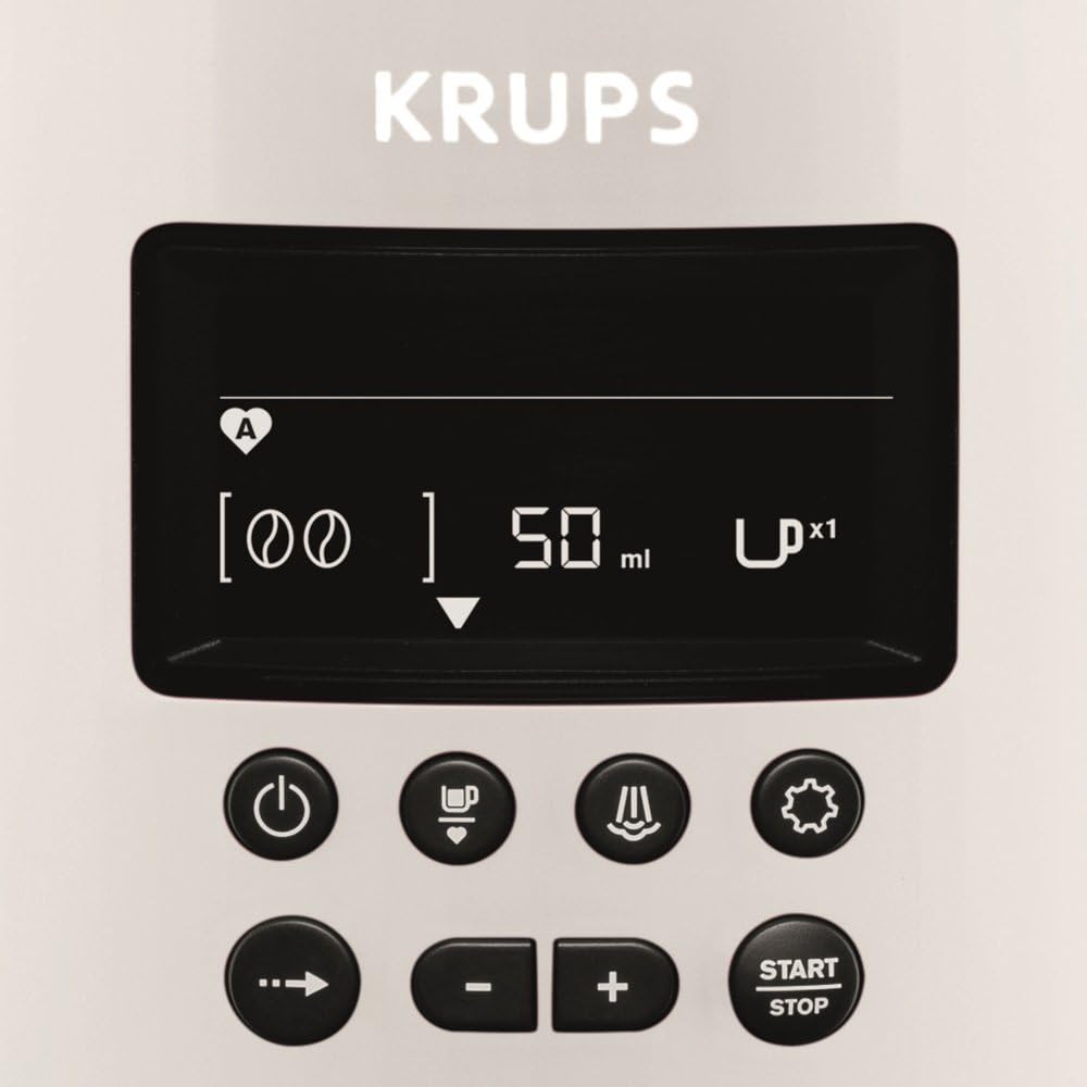 Krups Essential volautomatische espressomachine met melkslang, 2-kopsfunctie, LCD-display, eenvoudige reiniging, koffiezetapparaat, TÜV-keurmerk, zwart, EA816031