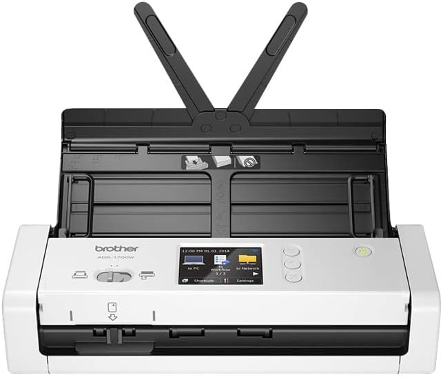 Brother ADS-1700W Compacte en intelligente documentscanner | Automatische documentinvoer | Automatisch scannen | Wi-Fi/Wi-Fi Direct, wit/zwart