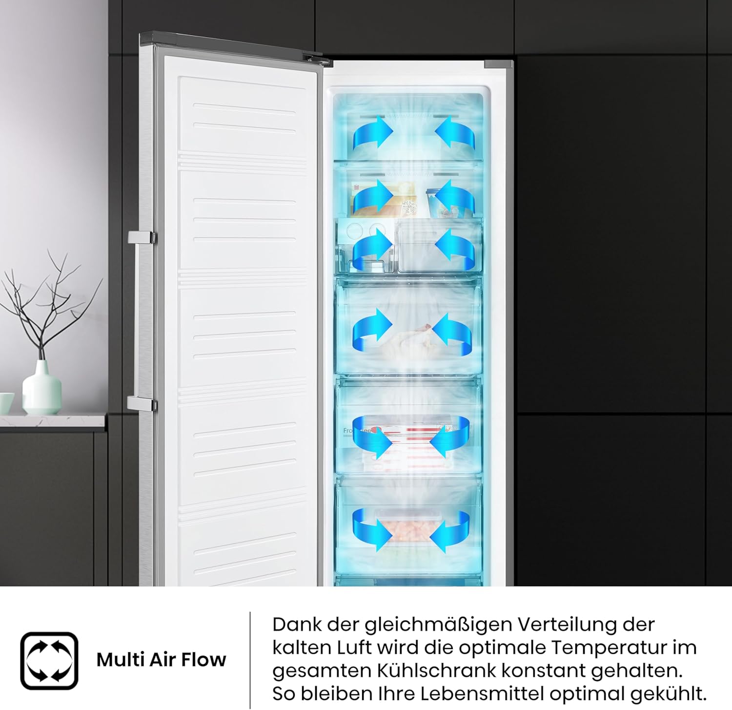 Hisense FV191N4AW2 Vriezer/ TotalNoFrost/ SuperFreeze/ Deuralarm/ Multiflow 360°/ BigBox/ 143,4 cm/ Vriesgedeelte 147 l/ 41 dB/ 205 kWh/Wit