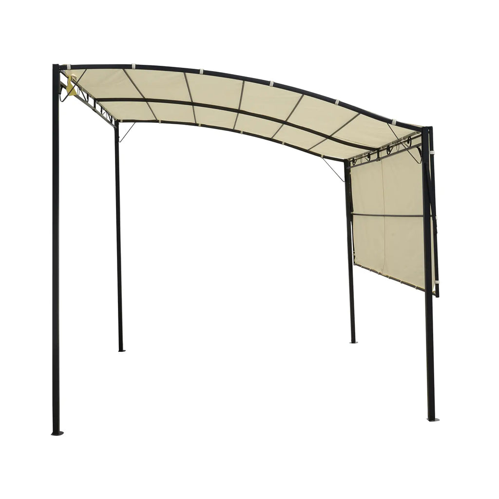 Outsunny Pergola tuindak opvouwbaar zijzeil wandmontage