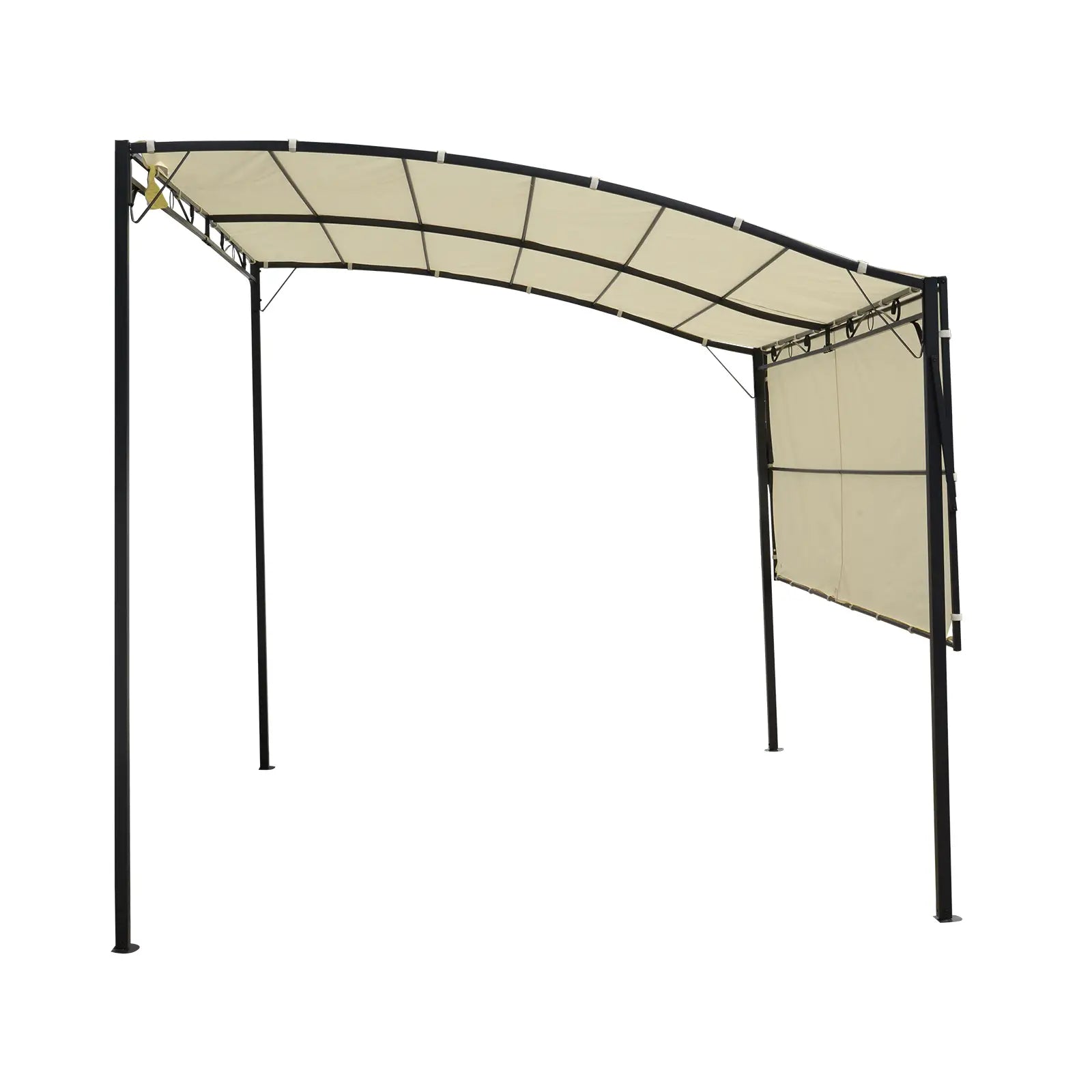 Outsunny Pergola tuindak opvouwbaar zijzeil wandmontage