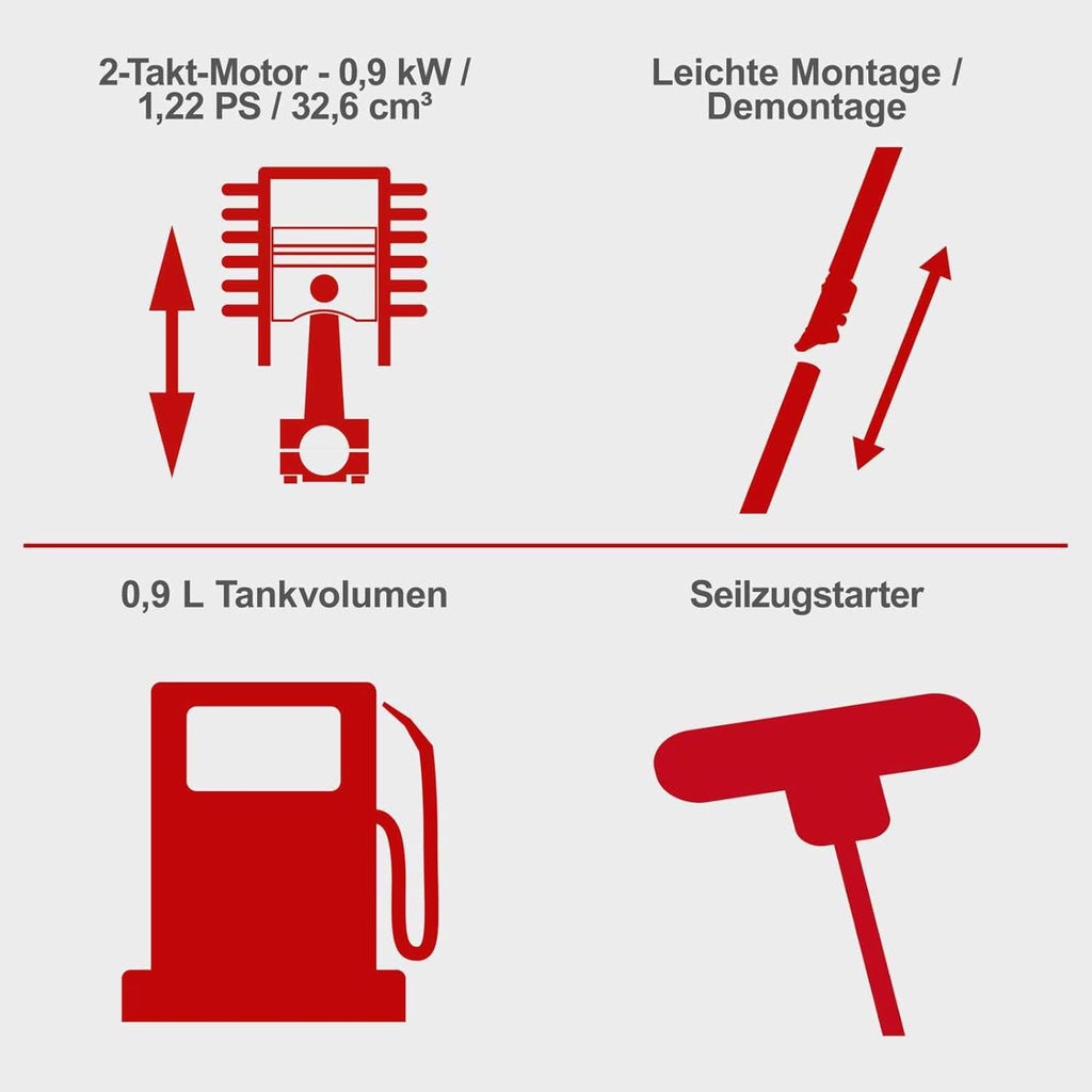 Scheppach Benzine Multituingereedschap MT33P Multifunctioneel Gereedschap | 4-in-1 - Grastrimmer Kettingzaag Bosmaaier Heggenschaar | 1,22 PK Vermogen | 2-Takt Motor | incl. Schouderriem en Heupbeschermer