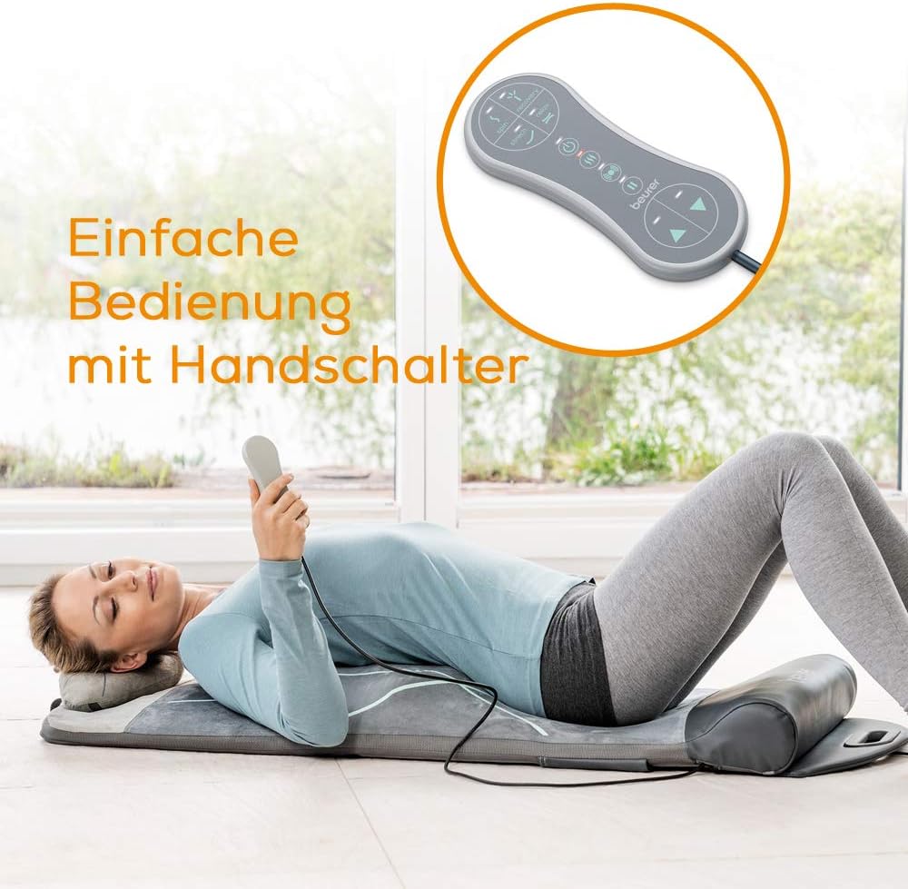 Beurer MG 280 yoga- en stretchmat, voor het rekken van spieren en ontspanning, massagemat voor nek, schouders en rug, opvouwbaar, 1 stuk (1-pack), grijs