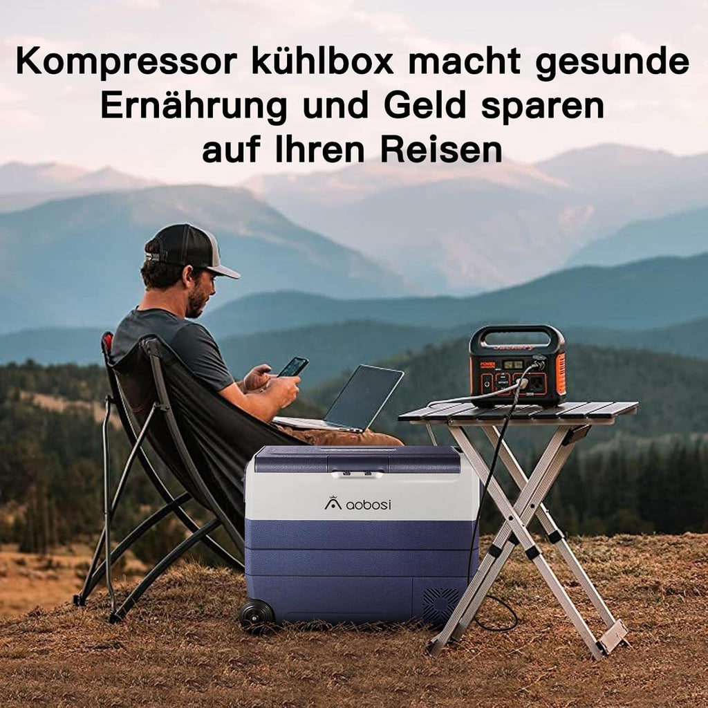 AAOBOSI Compressor Koelbox 36 L, Koelbox Auto met Wifi App Besturing, 12/24 V en 100-240 V Elektrische Koelbox, tot -20 °C voor Auto, Vrachtwagen, Boot, Camper, Camping, Dubbele Zone