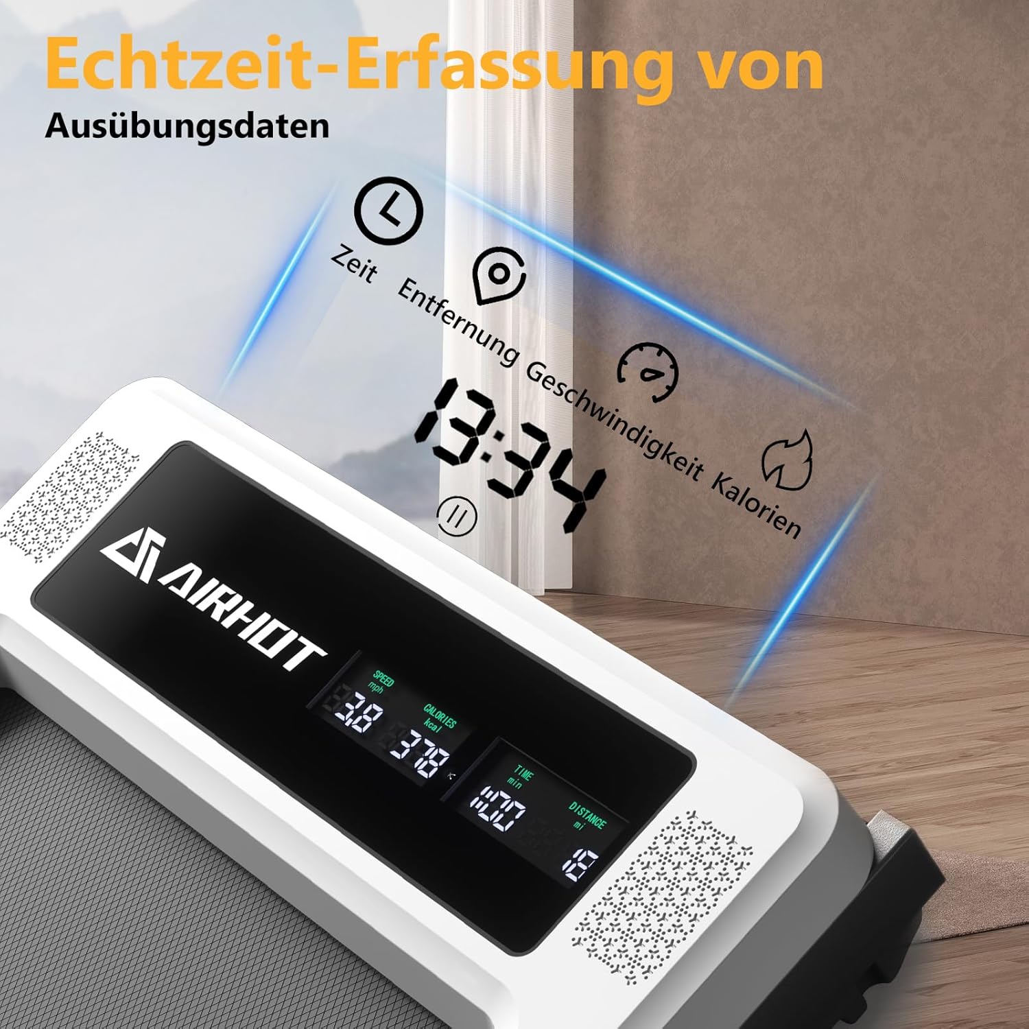 Loopband voor thuis-AIRHOT, 2,5 pk Walking Pad, loopband onder bureau met afstandsbediening en LED-display, maximale snelheid van 6 km/u OF 12 km/u. Compacte loopband voor thuis of op kantoor