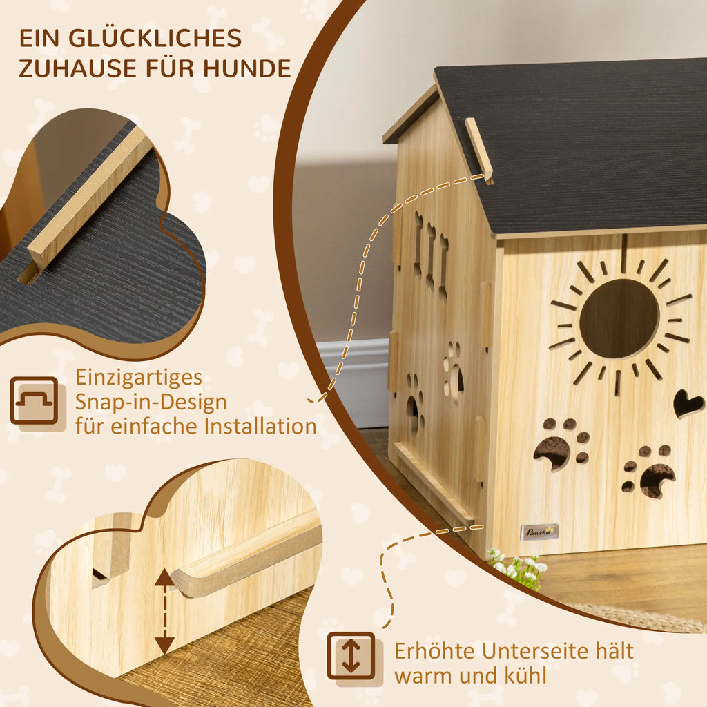 PawHut Hondenhok met schattige ventilatieopeningen, ruim