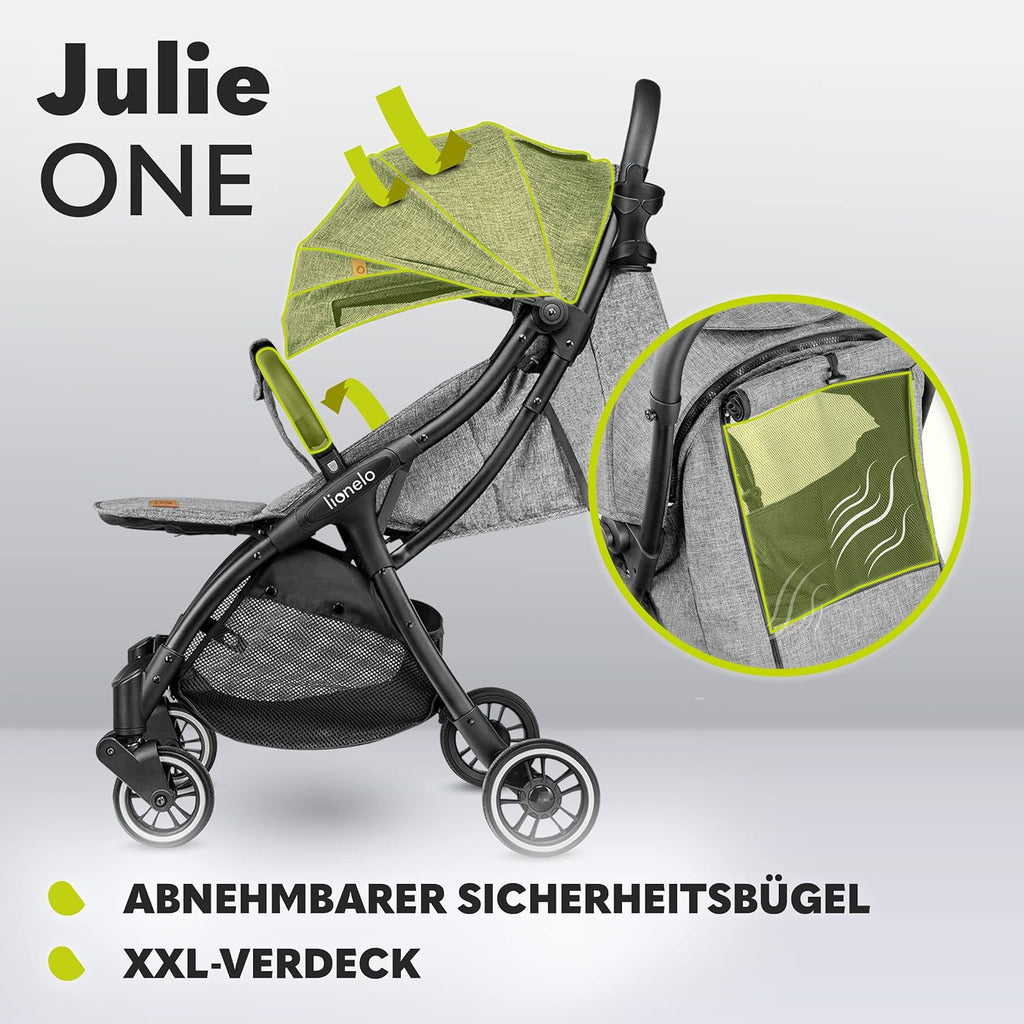 LIONELO Julie One Buggy kinderwagen tot 22 kg, verstelbare rugleuning en voetsteun, muskietennet, beenwarmers, bekerhouder en draagtas, inklapbaar