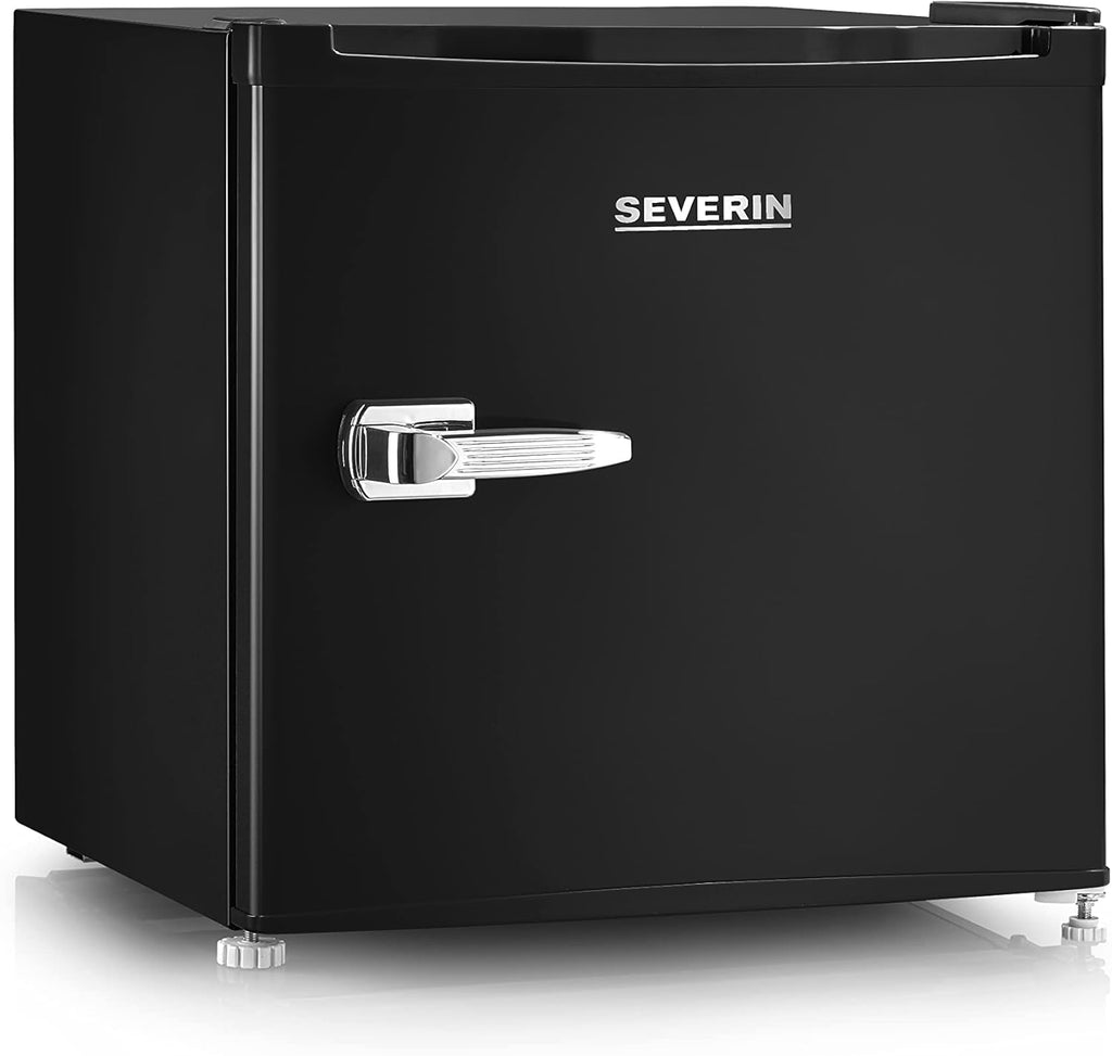 SEVERIN Retro minikoelkast met vriesvak (31 l), kleine vriezer, minikoelkast met flexibele temperatuurregeling, tafelmodel koelkast, zwart, GB 8880