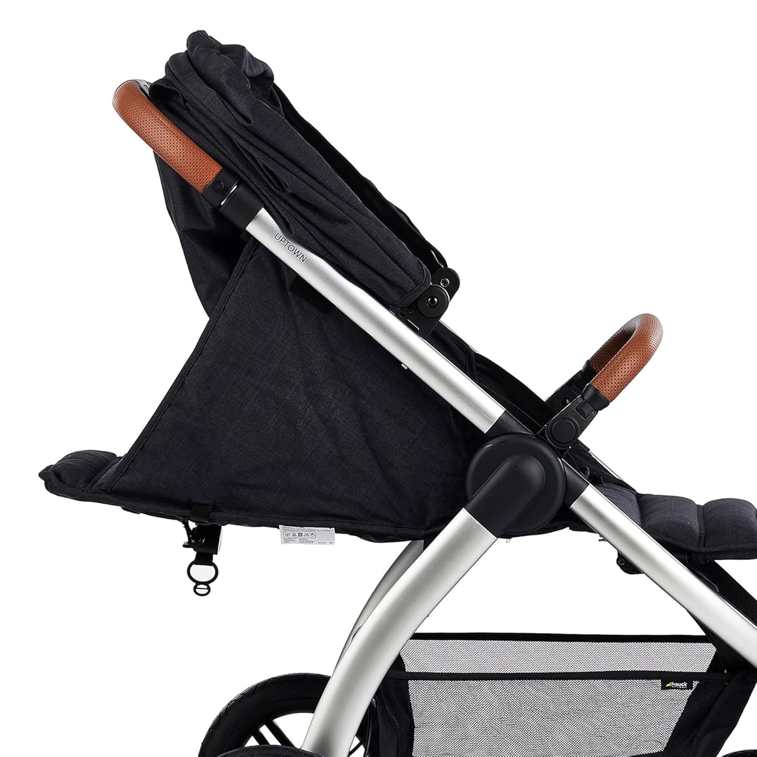 Hauck Uptown Kinderwagen Melange Rose – wandelwagen voor elk terrein, extra grote zitting, vlakke ligstand, rubberen wielen, vering, compact en eenvoudig inklapbaar, met regenhoes
