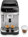 De'Longhi Magnifica Evo ECAM 292.33.SB volautomatische espressomachine met melkopschuimmondstuk, 5 directe keuzeknoppen voor espresso, koffie en koffiespecialiteiten, intuïtief bedieningspaneel, 2-kopsfunctie, zilver/zwart