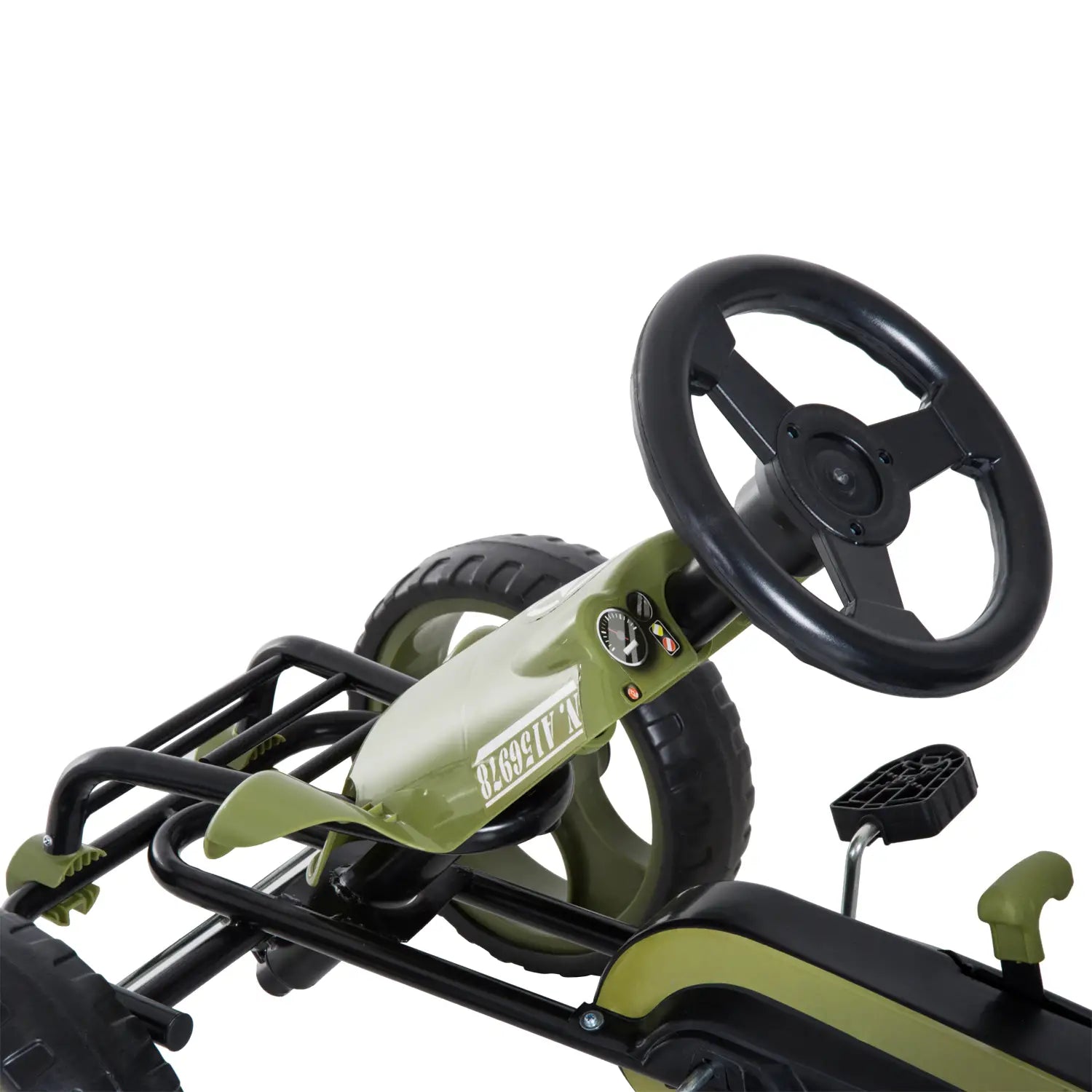 HOMCOM Kinder Go-kart Trapauto Legerdesign Handrem Verstelbaar