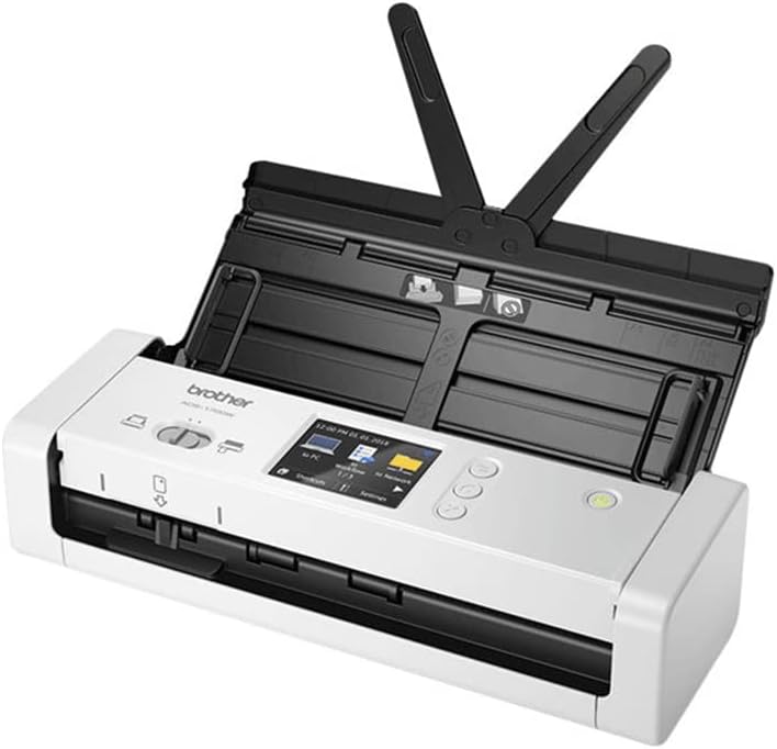Brother ADS-1700W Compacte en intelligente documentscanner | Automatische documentinvoer | Automatisch scannen | Wi-Fi/Wi-Fi Direct, wit/zwart