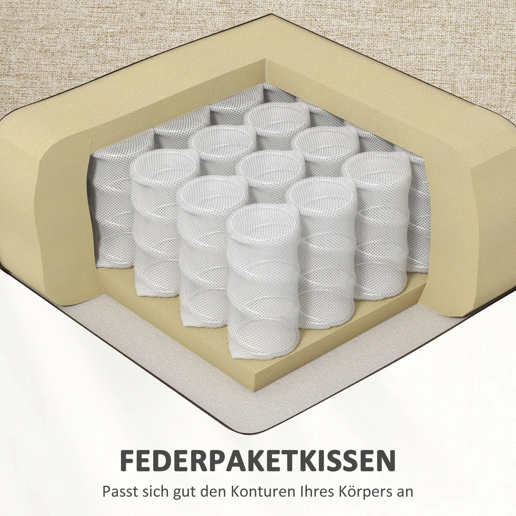 HOMCOM 2-zitsbank comfortabele bekleding afneembare kussens Beige