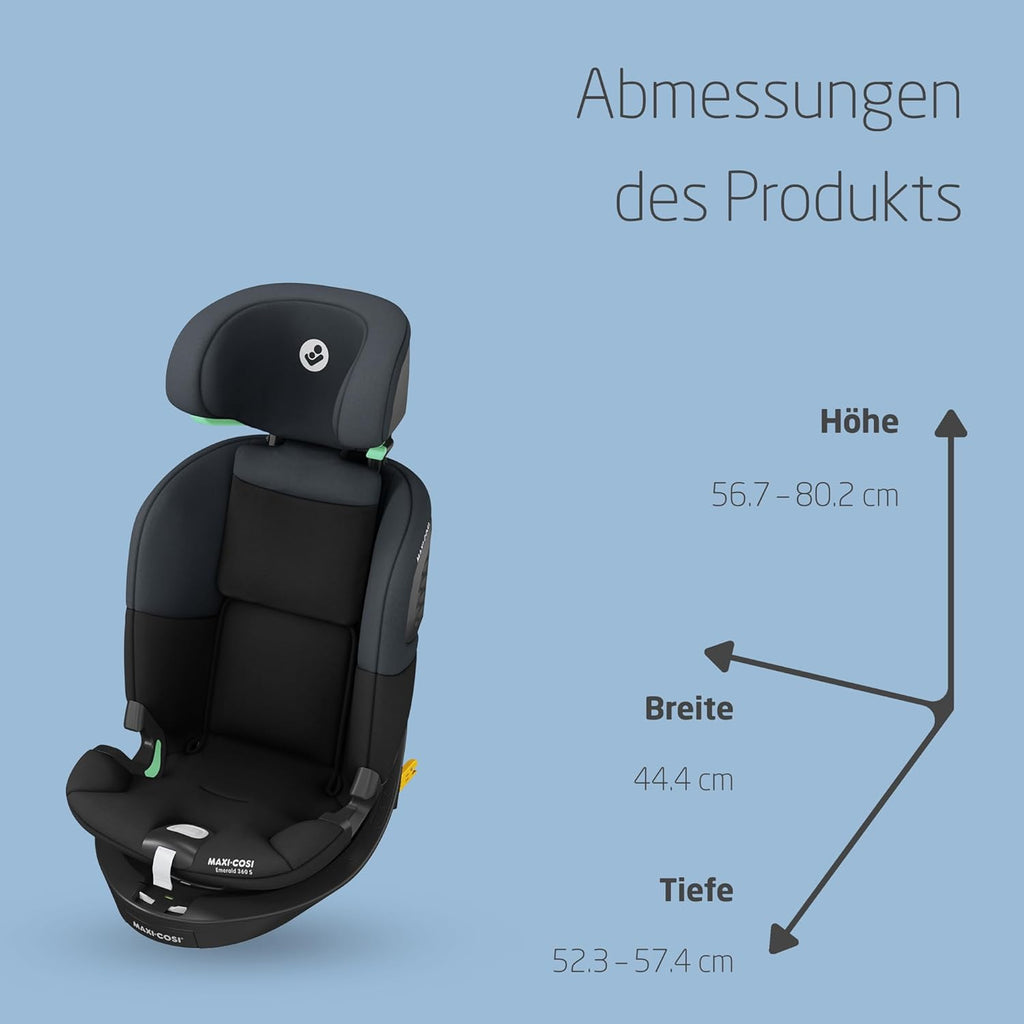 Maxi-Cosi Titan S i-Size, meegroeiend kinderzitje, 15 maanden–12 jaar (76–150 cm), ISOFIX autostoeltje, 5 zitposities, 13 hoofdsteunstanden, G-CELL-bescherming, 5-punts veiligheidsgordel, Tonal Black