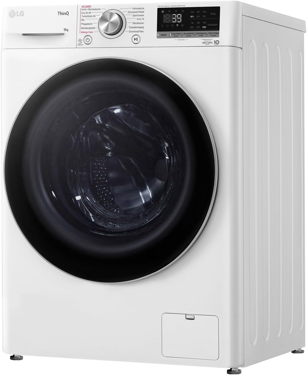 LG F4WV7080, Klasse A, Voorlader Wasmachine 8 kg, 1400 tpm, AI Direct Drive, Wi-Fi, Dieptereiniging met Stoom, Grote Capaciteit, TRIPLE A, Veiligheidsglas Buitendeur, 62 x 60 x 85 cm ꟷ Wit