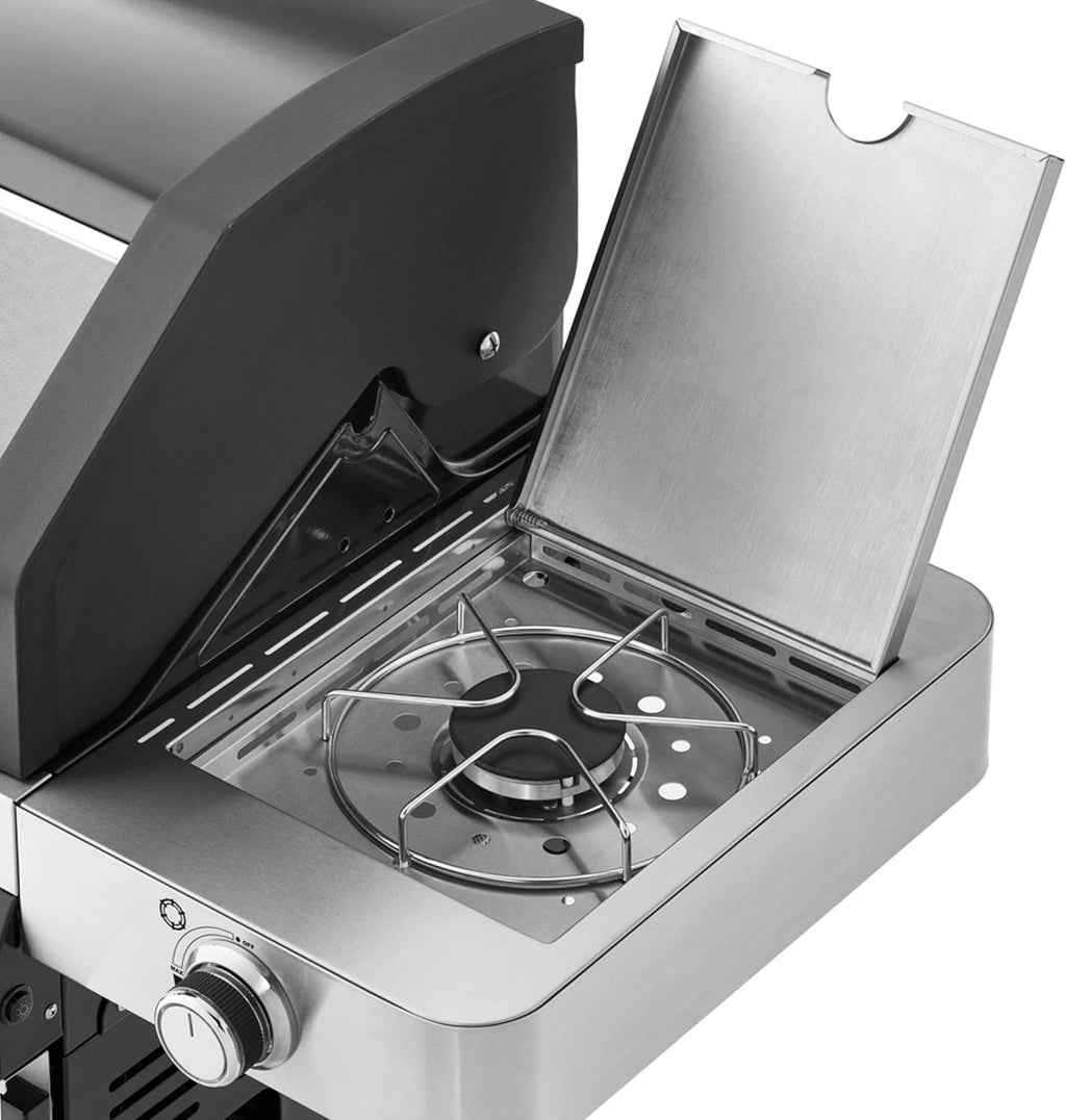 RÖSLE Elektrische BBQ-grill Portable Videro E2-P, draagbare tafelgrill met 2 branders, warmhoudrooster en deksel met glasplaat, gepoedercoat staal, zwart/zilver