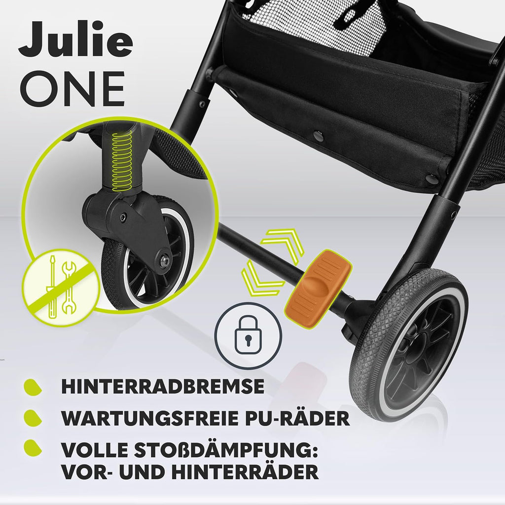 LIONELO Julie One Buggy kinderwagen tot 22 kg, verstelbare rugleuning en voetsteun, muskietennet, beenwarmers, bekerhouder en draagtas, inklapbaar