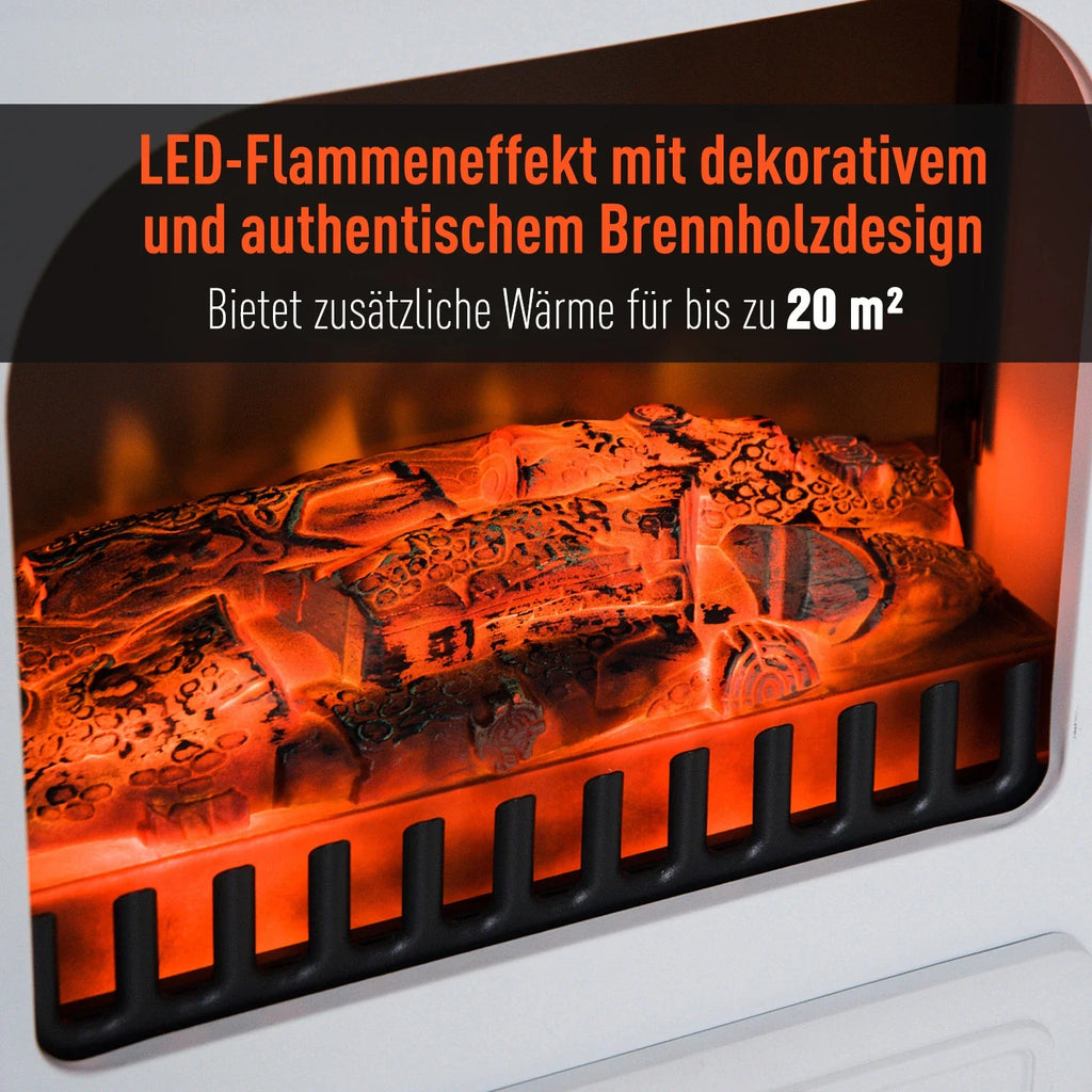 HOMCOM Elektrische sfeerhaard haardkachel vlameffect oververhittingsbeveiliging wit