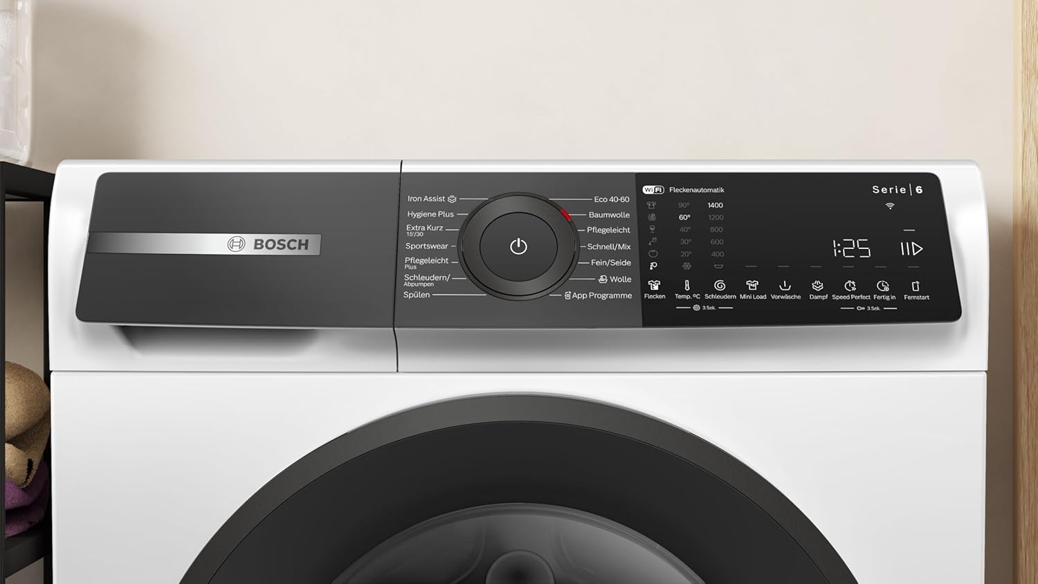 BOSCH WAN28127 Wasmachine Serie 4, voorlader met 8kg inhoud, 1400 tpm, Iron Assist, Active Water Plus, EcoSilence Drive, Speed Perfect, Wit, 60cm