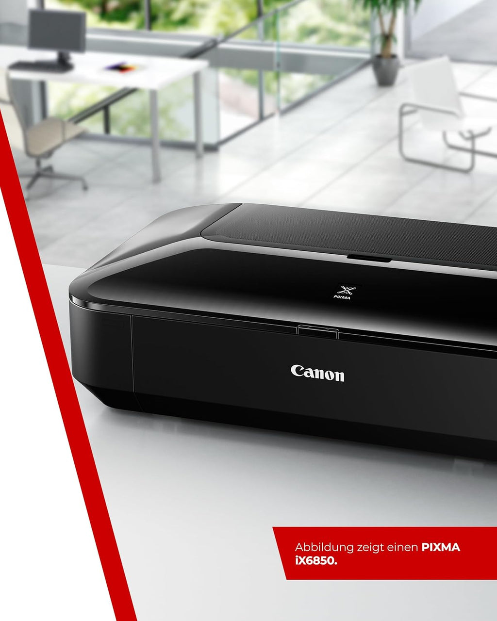 Canon PIXMA iX6850 printer, kleureninkjet multifunctioneel apparaat DIN A3+ (kantoorprinter, fotoprint, tekstprint, 9.600 x 2.400 DPI, wifi, WLAN, USB, 5 afzonderlijke inkten, direct printen, print-app) zwart