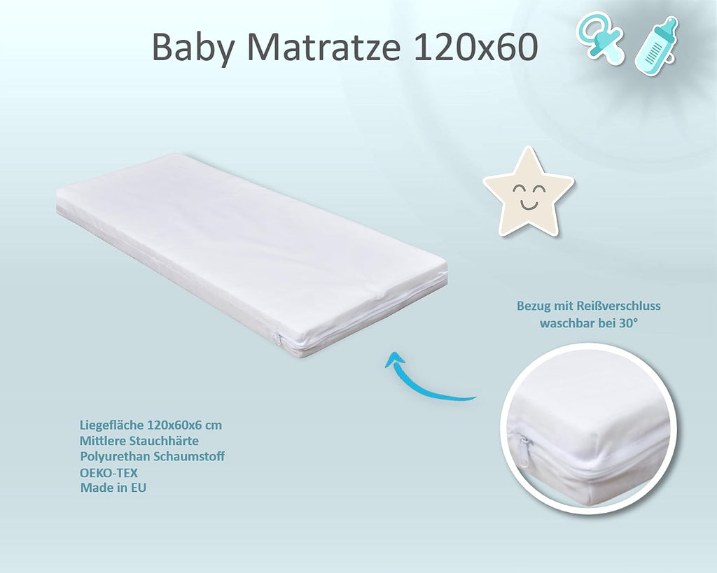 Baby Delux Babybed 60x120 wit Kinderbed ombouwbaar naar juniorbed Lade Matras Teddy Wip Motief