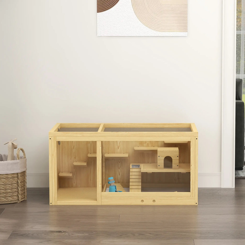 PawHut Hamsterkooi Knaagdierkooi meerdere verdiepingen met accessoires Hout