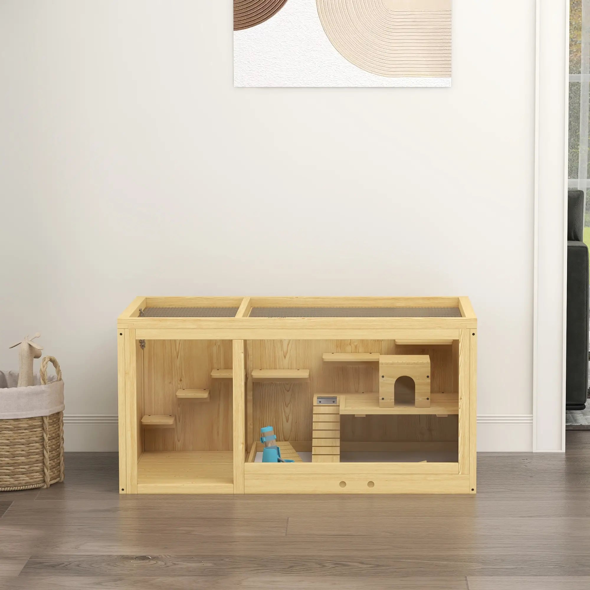 PawHut Hamsterkooi Knaagdierkooi meerdere verdiepingen met accessoires Hout