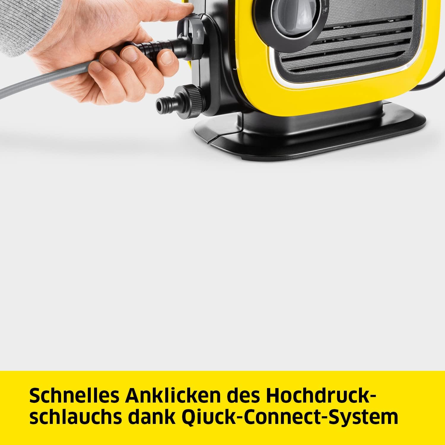 Kärcher hogedrukreiniger K Mini, licht en compact, druk: max. 110 bar, doorvoer: 360 l/u, oppervlak: 20 m²/u, gewicht: 3,93 kg, hogedrukpistool, vuilfrees, spuitlans, waterfilter, zwart, geel