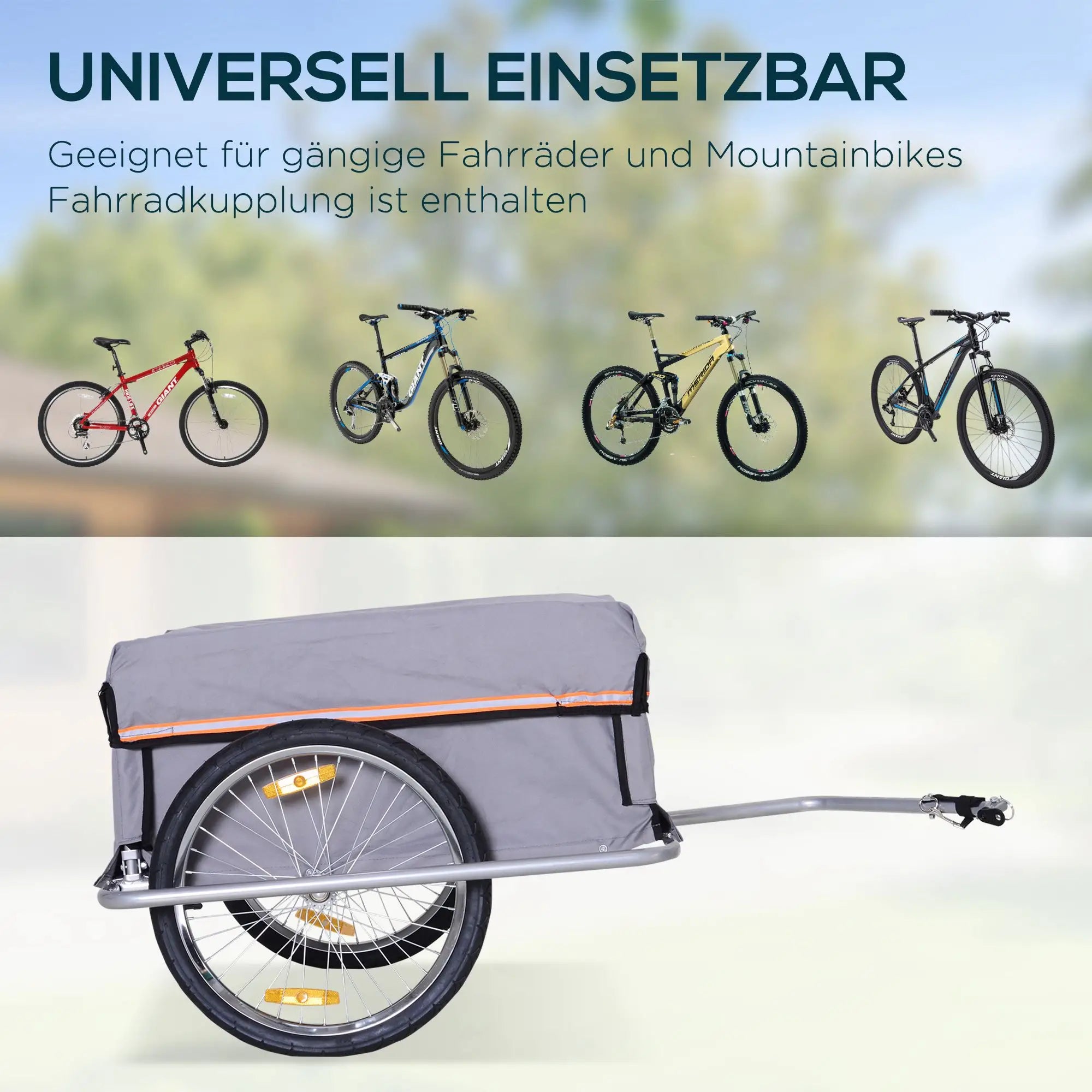 HOMCOM fietskar, opvouwbare bagagewagen met grote transportbox