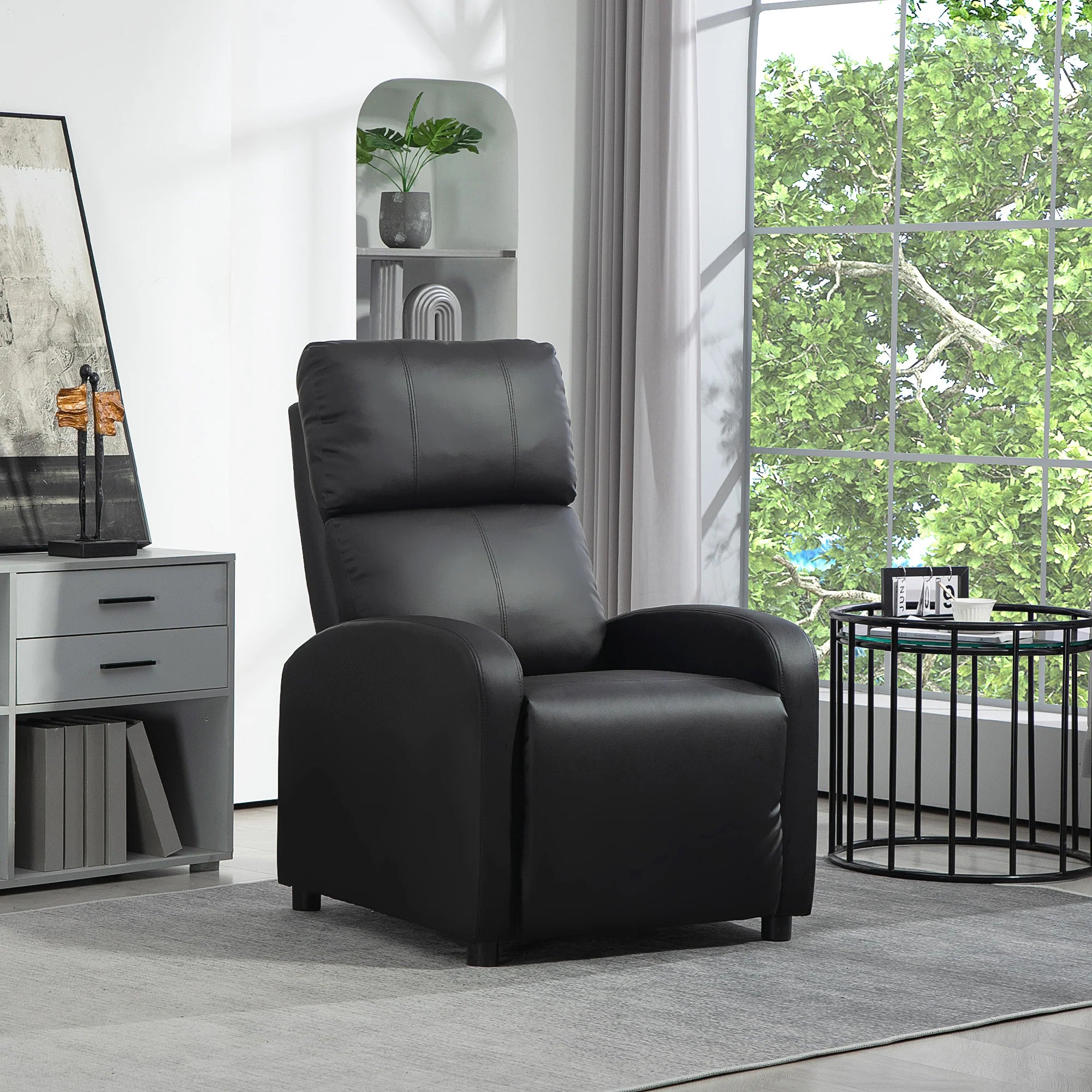 HOMCOM Relaxfauteuil, tv-stoel met ligfunctie, dik gestoffeerd