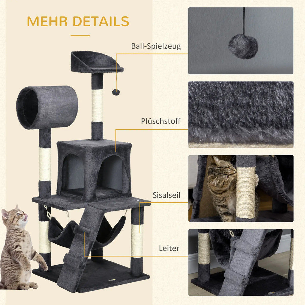 PawHut Krabpaal Kattenmeubels met Kattenhuis Hangmat Speelgoed