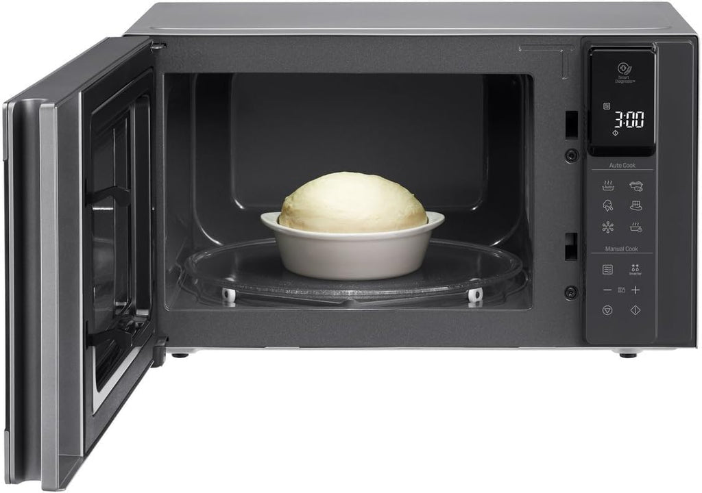 LG MS2595CIS magnetron met Smart Inverter-technologie, 25 liter inhoud, 1000 W, automatische programma's, instelbare vermogensniveaus en EasyClean-functie, zilver