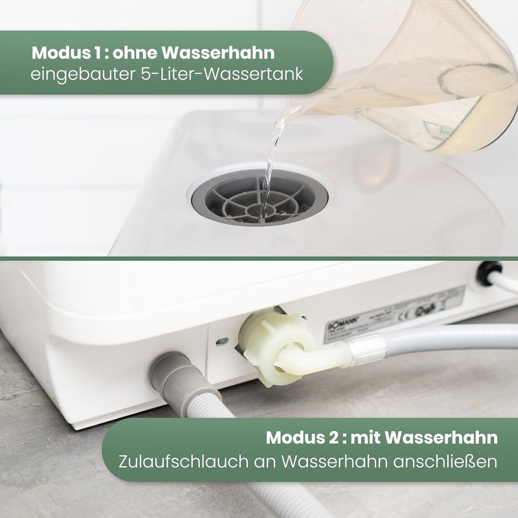 Bomann® tafelvaatwasser met 5L watertank | te gebruiken zonder wateraansluiting | mini vaatwasser | 5 programma's | mini vaatwasser 1-24 uur startuitstel | kleine vaatwasser tafelvaatwasser TSG 5701
