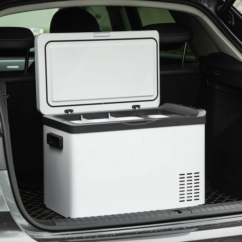 Outsunny Auto-Kühlschrank Kompressor LCD-Panel Batterieschutz Weiß