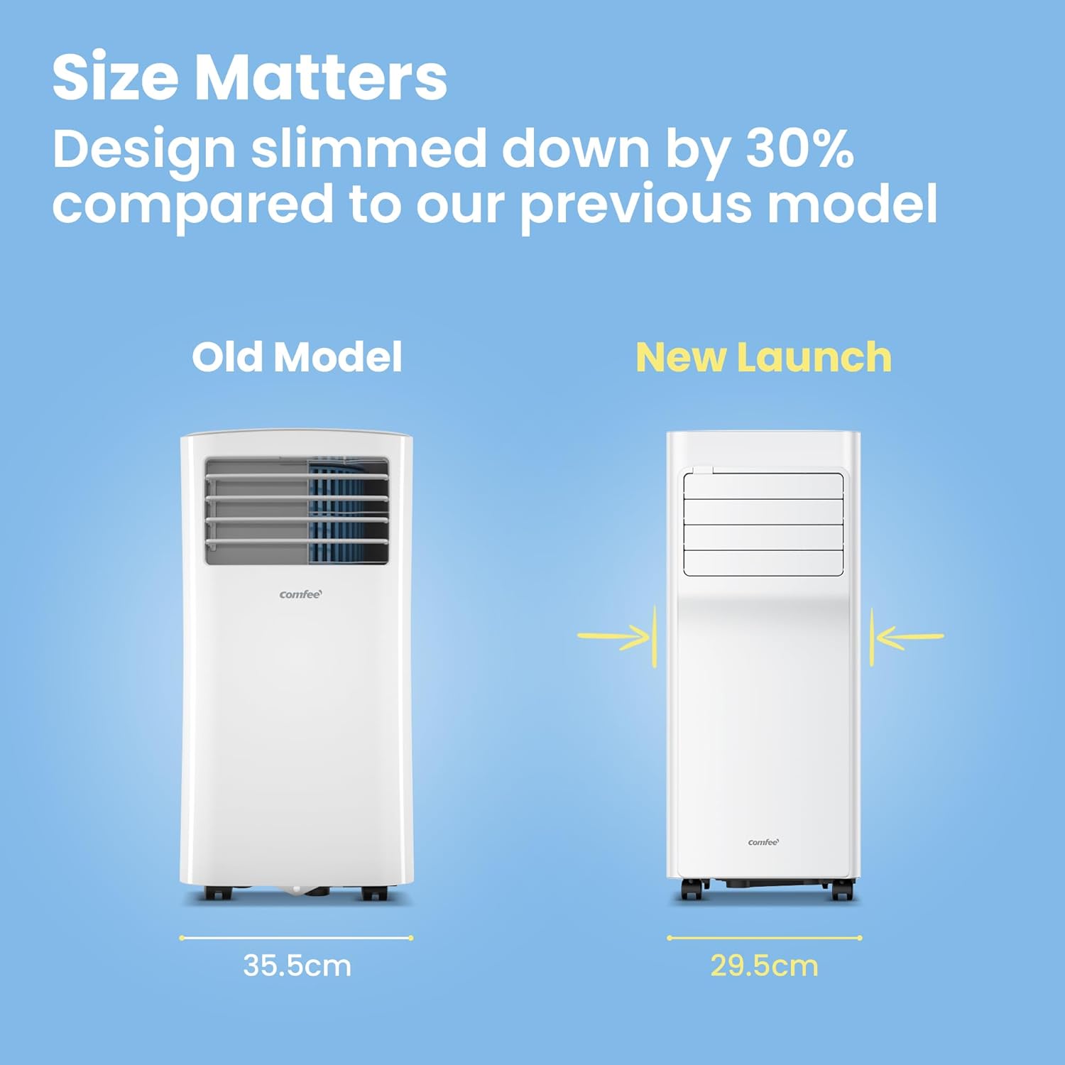 Comfee Mobiele Airco MPPH-09CRN7, 9000 BTU 2,6kW, Koelen&Ventileren&Ontvochtigen, Ruimtegrootte tot 88m³(33㎡), Mobiele Airconditioner met Afvoerslang